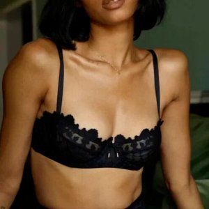 NWT Baroque Bondage Unlined Balconette Bra Black Caviar Size 36DD 36 DD